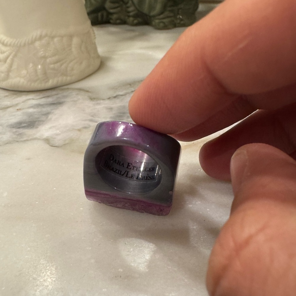 Stunning Purple Agate Stone Statement Ring - image 3